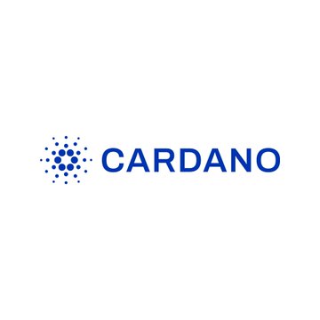 The image displays the Cardano logo, featuring a blue circular emblem of dots alongside the word "CARDANO" in bold blue text, representing the blockchain platform whose network is used to tokenize the Veridian company's newly issued shares.