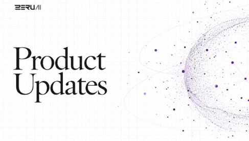 A minimalist title card reading 'Product Updates' by Zerui, featuring a stylized purple planet with orbital lines and scattered particles against a white background.