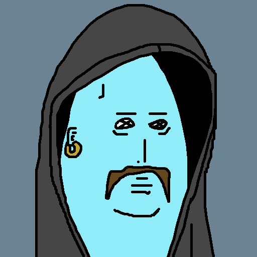 The image features a cartoon depiction of a man with a mustache wearing a hooded sweatshirt, possibly a hoodie or a cape-like garment. The man has a serious expression on his face as he looks directly at the camera. The background is dark blue, which contrasts with the lighter colors used for the man's attire and facial features. The caption "PFP updated. HederaPunks just keep getting harder to ignore." suggests that this image might be part of a series or collection related to the character HederaPunks from the popular animated series HeteroPunks.