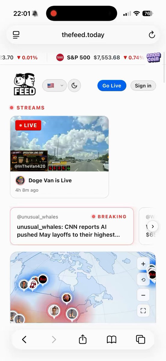 The image features a phone screen displaying various social media feeds and information about streaming platforms. The main focus of the image is an article titled "If you love streaming and making content then do check out the feed from @SizeChad and @dogeofficialceo powered by @anoncoinit Think of it as an 'X Terminal' that shows you what's actually popping off RIGHT NOW". This post seems to be promoting a streaming platform or discussing the impact of streaming on social media. The image also includes a map, which could be related to the content being discussed in the article.