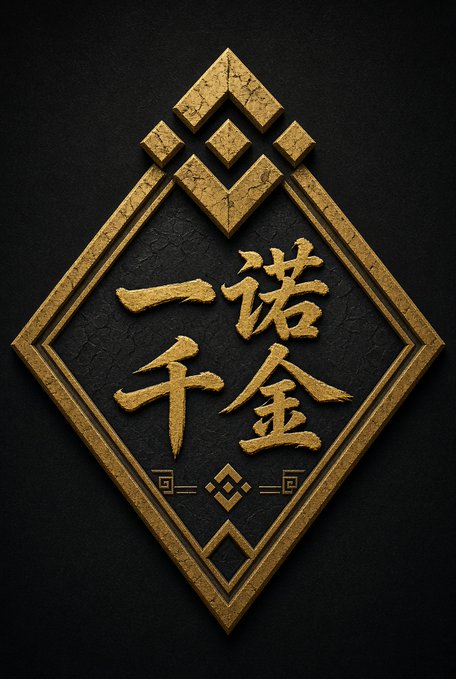 A diamond-shaped emblem features golden Chinese characters meaning 'worth a thousand gold' set against a textured dark background.