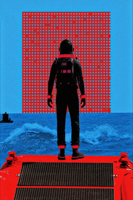 The image features a man standing on a red platform, wearing a black helmet and suit with a backpack. The background of the image shows an ocean scene with waves crashing against the shoreline. The caption for the image reads "day 207" which could be interpreted as the day's auction bid opening time or some other relevant information related to the post.