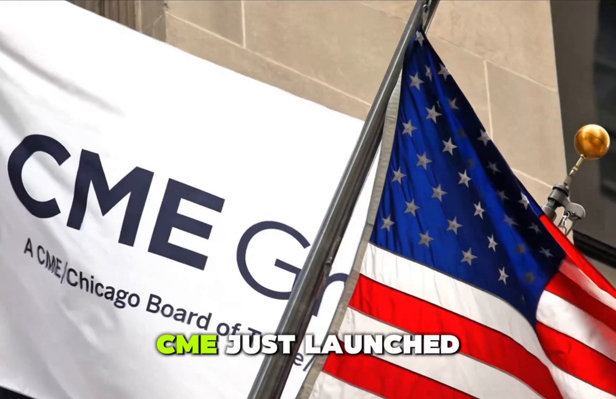 The image features a large American flag flying high above an advertisement for CME, which stands for Chicago Board of Mortgagee Foreclosure Servicers. The text on the banner reads "BREAKING NEWS CME launching 24/7 $XRP futures on May 29 prove big players want nonstop exposure to XRP." This suggests that there is a new development in the world of cryptocurrency and finance, with CME launching 24/7 trading for XRP. The image also includes an advertisement for Bitcoin Cash, which is another cryptocurrency gaining popularity among investors.