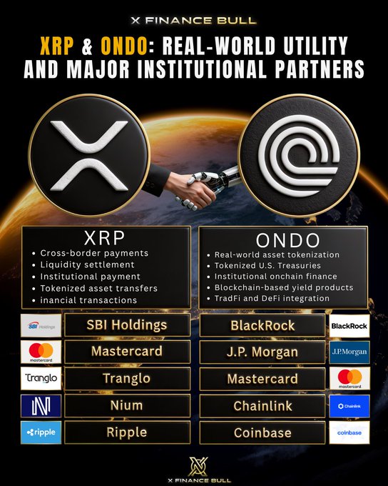 XP and ONDO logos are displayed on a black background, accompanied by text promoting XP and ONDO for financial transactions.