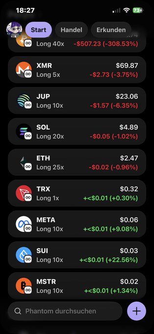 The image shows a phone screen displaying various financial trading apps, with the main app being ETH. This app seems to have been added recently or is frequently used by users. The text above the apps reads "Es net so leicht wenn man grad joined hatte 50% Sol nur reduce bei 8% für neue scalp können es bleibt spannend". This could potentially relate to a conversation about ETH's recent success in joining forces with another company, or it might indicate that ETH has seen significant growth recently. The image also shows other apps present on the screen, including "Long 20x" and "Long 10ax", which are likely financial analysis tools used by users for tracking market trends and making informed investment decisions.