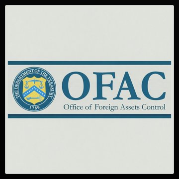 The image displays the logo and name of the Office of Foreign Assets Control (OFAC), the U.S. Treasury Department agency responsible for administering sanctions programs, which is referenced in the article about new sanctions on cryptocurrency exchanges alleged to have ties to Iran's financial networks.