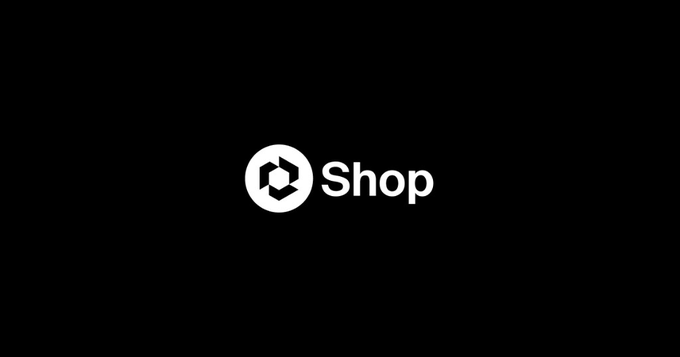 The image displays a black background featuring the white "Portal Shop" logo, consisting of a hexagonal cube icon inside a circle next to the word "Shop." This visually represents the announcement of the official launch of Portal Shop, the new destination for spending Shards on game top-ups and gift cards.