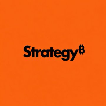 The image features a bold black "Strategy" logo with a Bitcoin symbol (₿) on a vibrant orange background. It serves as branding for Strategy (formerly MicroStrategy), the company highlighted in the post for its recent $STRC preferred share repurchase and 267 $BTC acquisition.
