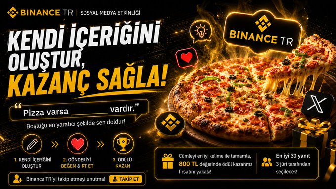 The image features a pizza with cheese, sauce, and toppings, placed on top of a black background. The pizza appears to be freshly baked and ready to eat. In front of the pizza, there are three different social media icons representing Twitter, Instagram, and Facebook. These icons indicate that the post is related to food or possibly promoting a restaurant or pizza place.