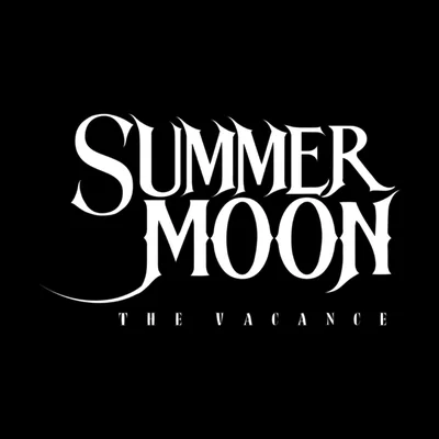 The image displays a stylized logo on a black background featuring the text "SUMMER MOON" in large, ornate white lettering with a moon-themed design, accompanied by the subtitle "THE VACANCE" below it—matching the post announcing Summer Moon's new logo reveal.