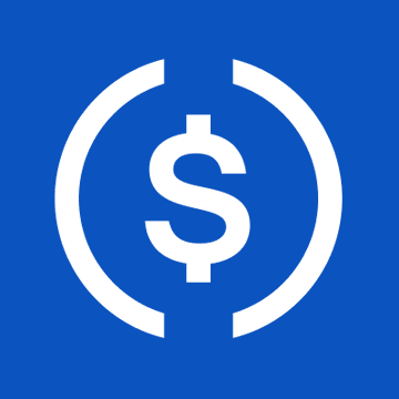 The image features a stylized white dollar sign ($) flanked by two parentheses-like arcs on a solid blue background, visually representing a cryptocurrency or financial token. This iconic symbol complements the announcement about Circle's USDC stablecoin, reinforcing the theme of cross-chain digital currency transfers through the launch of CCTP V2 on the Sui blockchain.