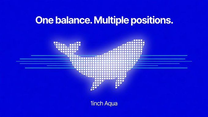 1inch Aqua promotional graphic on a blue background with the text 'One balance. Multiple positions.'