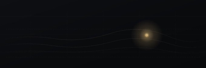 A luminous yellow orb glows against a dark background, surrounded by dotted waveforms that suggest financial volatility or market trends. The glowing point of light likely represents the issuance or convergence of $NOTE's structured products, symbolizing the emergence of on-chain autocallable barrier notes amid shifting market patterns.