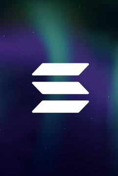 The image features the stylized white Solana logo—three stacked, angled parallelogram bars resembling a slanted "S"—centered against a blurred background of purple and green aurora-like colors, evoking the cosmic branding Solana often uses for its blockchain ecosystem.

The accompanying post “JUST IN: SOLANA IS OVER $110” aligns directly with the visual: the prominent Solana logo indicates the token being discussed, highlighting a significant price milestone for SOL, which is a cryptocurrency built on the Solana blockchain, surpassing the $110 mark.