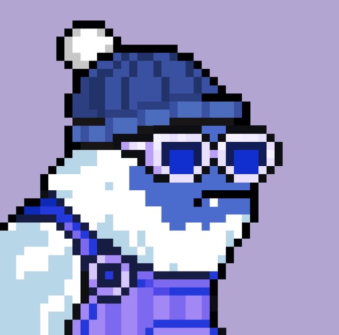 The image features a cartoon character wearing a blue hat, glasses, and a purple outfit with a white collar. The character appears to be a monkey or a gorilla, depending on the interpretation of the viewer. The background color is purple, which complements the character's attire. There are no texts present in the image, but there is a caption that reads "Look what I won just for holding some JellyVibe_HBAR thanks @emptynotes_eth Happy Fathers Day! what a nice surprise!".