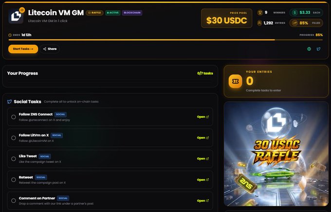 irtcoinVM GM's website displays a black background with white text, featuring a "Litecoin" banner and a "3D Raffle" section.