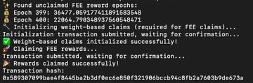 The image shows a screenshot of a computer screen with text displayed, including a message that reads "Found claimed reward epoches; EPOCHS 997; 34273435343536383838393841; 35263435373838393842; 35263435373838393843". The image also contains a small icon of a lock and key. The text in the screenshot appears to be related to a reward system, possibly for EPOCHS or another similar platform.