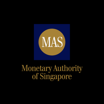 The image displays the official logo of the Monetary Authority of Singapore (MAS), featuring its gold "MAS" monogram on a navy blue square, with the full name written below. The logo relates to the accompanying post as it represents the Singapore regulator proposing stablecoin regulations under the Payment Services Act.
