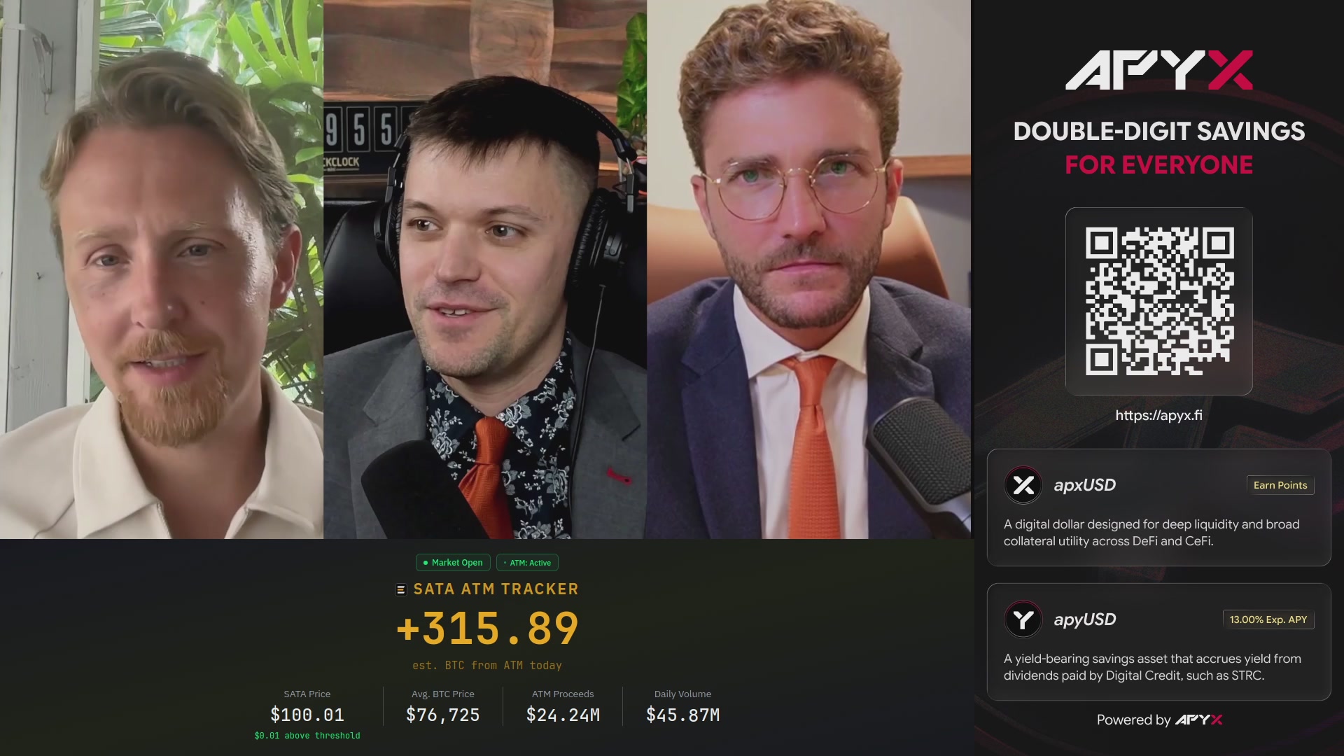 The image shows four men wearing suits and ties against a black background with white text. The first man has his head turned to the left, while the other three are facing forward. They appear to be participating in an online panel discussion or interview. In the top right corner of the image, there is a Q&A section where viewers can ask questions related to the content being discussed.