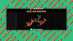 The image features a banner for a new game called "Gigling Racing" that has been officially launched. The game will be available both free-to-play and with in-game purchases, offering players the option to stake their entry into the pool or buy tickets for winning jackpot pools. The post also mentions that the game is exclusive to @playgigaverse and that it's only available on the new mode.