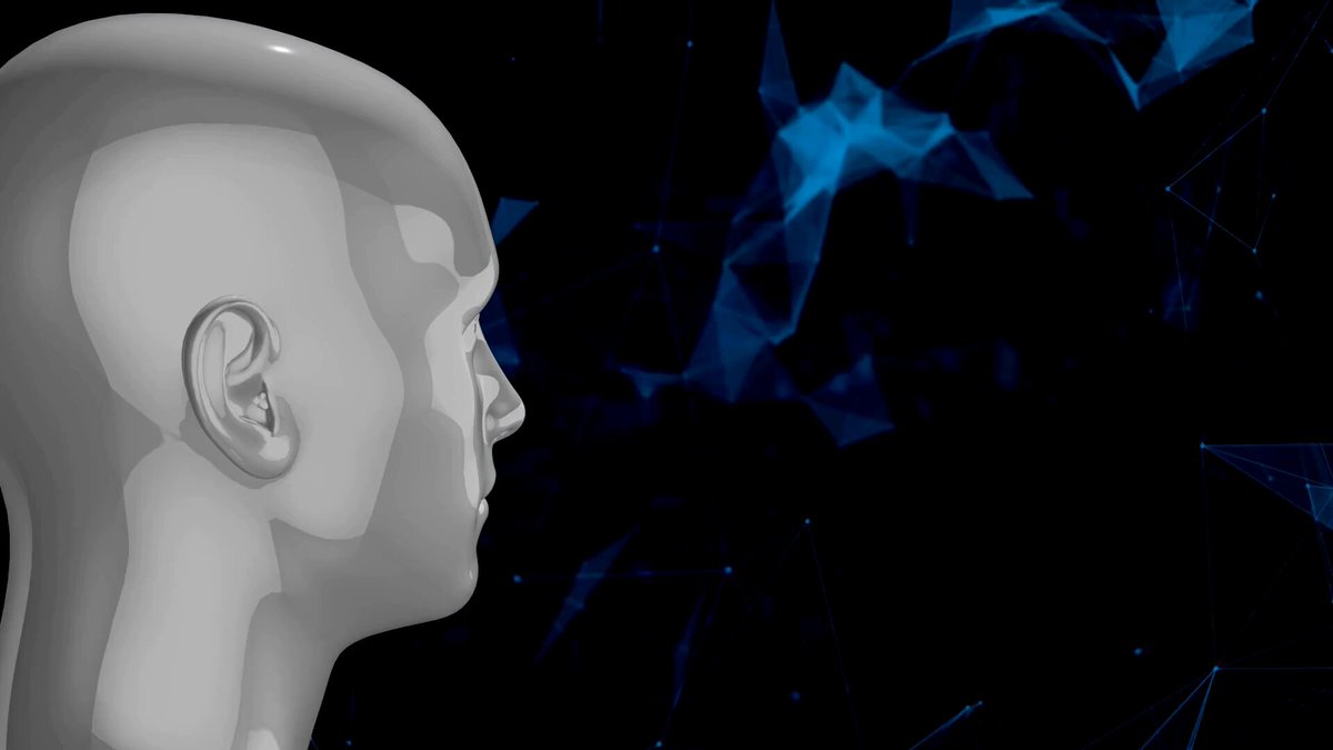 The image features a 3D rendering of a head with an ear and a nose, set against a black background filled with blue lines and dots. The caption below the image reads "Autonomous agents need payment rails that can move value across networks without manual coordination. Lithosphere enables machine-to-machine payment infrastructure for automated settlement, interoperable execution, and continuous onchain transaction flow between AI-native".