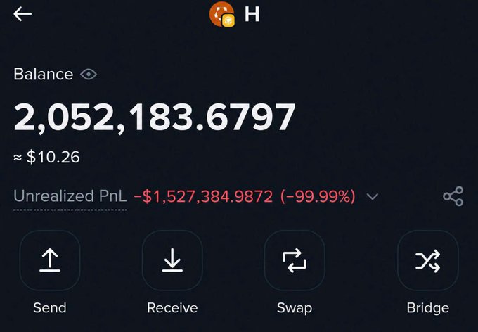 The image shows a message from someone named "H" with their balance sitting at $2,052.83.