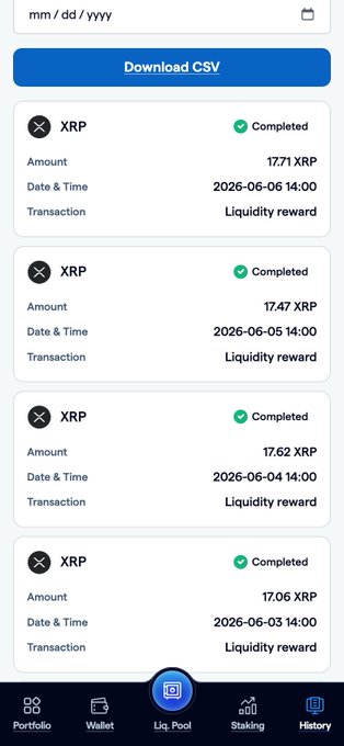 The image displays a smartphone screen with a list of FortisX cryptocurrency activities. The screen shows that $XRP has been completed, and there are two more transactions remaining. The app also provides information about the FortisX wallet and its portfolio status.
