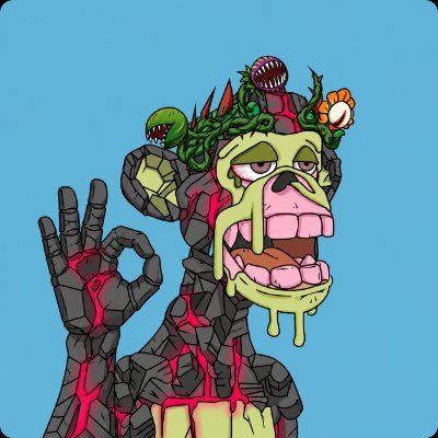 The image features a cartoon monkey with a face painted on its head, wearing a crown of flowers and holding up two fingers as if giving an "ok" sign. The background of the image is blue, which contrasts with the monkey's colorful appearance. There are no other objects or text in the image, making it a simple yet engaging visual composition that captures the viewer's attention.