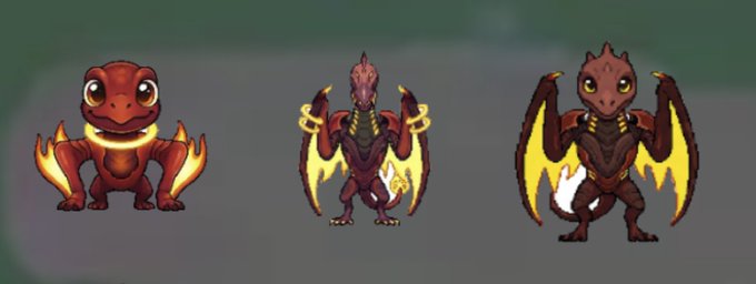 The image shows a series of three different versions of the character Ronin Network, each with distinct appearances and poses. The first character is depicted as a cartoon-like creature with a red body and yellow wings, standing upright with its arms outstretched. The second character has a more realistic appearance, featuring brown fur and black wings, also standing on all fours with its arms extended. The third character is a digital illustration of Ronin Network, which is rendered in shades of orange and brown, with the character standing on one foot as if ready to take flight.