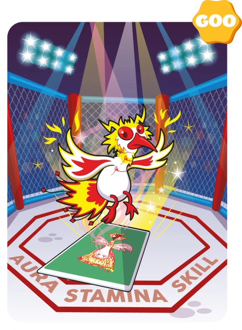 The image features a cartoon chicken with red wings and a yellow head, standing on a green platform that has "Aqua Stima" written on it. The chicken appears to be in a fighting stance, surrounded by a cage filled with lights. The text "Series 2" is also present in the image.