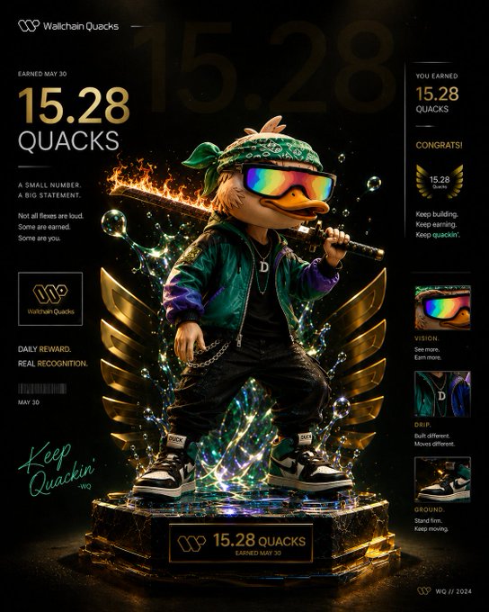 The image shows a cartoon duck holding a sword with goggles, which has gained considerable attention from internet users. There are two versions of this scene - one showing a cartoon duck standing upright at a podium (with the text "15.28 Quacks", "may", and "30th" on it), while another version displays a flying dragon wearing a mask that resembles a pair of goggles. The post seems to be promoting an event or contest related to the duck with goggles, possibly featuring elements from these two versions.