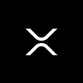 The image displays the XRP cryptocurrency logo, a stylized white "X" symbol on a black background, representing the digital asset mentioned in the post about using XRP as collateral for borrowing RLUSD.