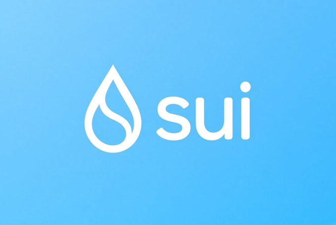 The Sui cryptocurrency logo, featuring a white water drop icon and 'sui' text on a blue gradient background.
