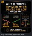 A graphic titled 'WHY IT WORKS BUY LOW WHEN PRICES ARE LOW' with a green arrow chart and the hashtag '#DARKLAKEBRIEF'.
