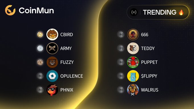 The image shows a coinmining dashboard with several icons representing different cryptocurrency mining networks, such as the "Common Bird XRPL", "ARMY XRP589", and "PHNIX @phnix_xrp". The text on the screen provides information about trends in the mining industry. There is also a mouse icon near the bottom of the image, which may be related to the coinmining process or user interface functionality.