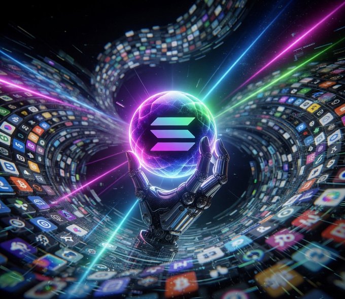 ursa's logo, a blue circle with a purple "S" inside, is held aloft by a black robot arm amidst a swirling rainbow of social media icons and logos.