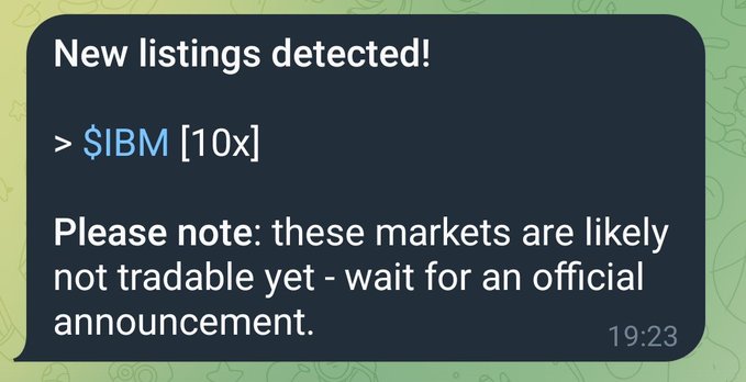The image shows a black message posted on social media about IBM stock information, likely due to a recent announcement or trading of the stock.