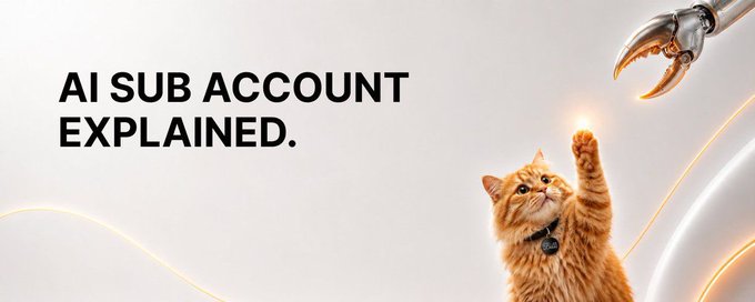 The image features a cat with an orange fur color reaching out towards a robot arm. The caption below the image reads "AI SUB Account Explained." This suggests that the image might be related to a discussion or explanation about AI-controlled trading systems, such as those used by platforms like Bybit.