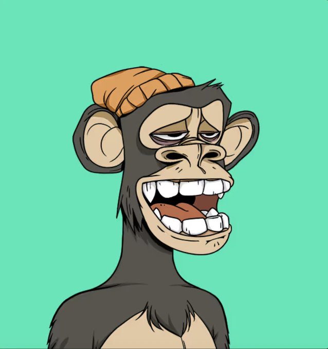 The image features a cartoon monkey with a hat on its head, sitting against a green background. The monkey has a big smile on its face and appears to be wearing a hat that matches the color of the background. There are no other objects or text in the image besides the monkey and the background.