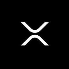 A minimalist white logo on a black background featuring a stylized 'X' symbol, which is the logo for the XRP cryptocurrency.