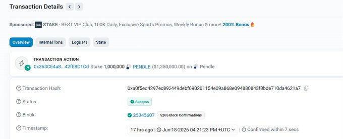The image shows a list of transactions that include one transaction where a user has added $1M to their wallet. The post seems to be about tracking these transactions or showing the current state of users' wallets, possibly related to cryptocurrency development activities such as staking and logging in exchange pools.