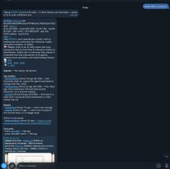 A dark-themed computer screen showing a cluttered desktop or browser window with multiple overlapping windows, text, and what appears to be a web browser with various content displayed in a disorganized manner.