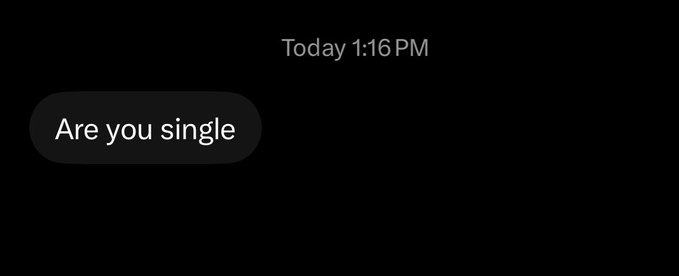 A screenshot of a text message conversation showing a received message bubble that says "Are you single" timestamped "Today 1:16PM".