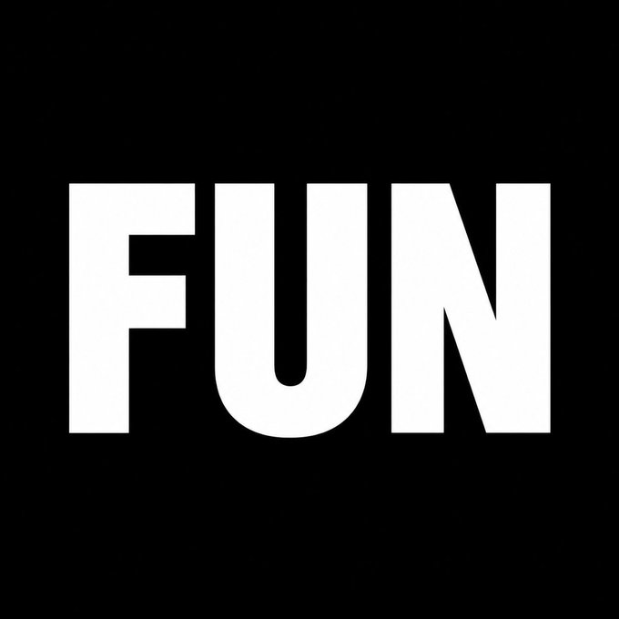The word "FUN" written in large, bold white capital letters against a solid black background.