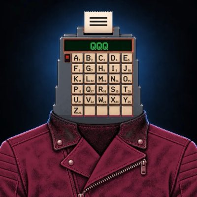 An AI-generated image of a figure in a burgundy leather jacket whose head has been replaced with a gray calculator displaying "0.00" on its screen and a paper receipt emerging from the top.