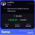 A screenshot of a stock trading app showing the price of Solana (SOLANA) at $536.31, with a positive change of +36.65 (+7.32%).
