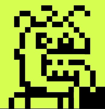 A pixel-art style graphic of a hooded figure rendered in black blocks on a bright lime-green background, matching the OnChainHoodies brand aesthetic referenced in the post.
