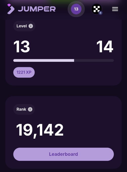 The image shows two purple scoreboards displaying the scores of two different games. The first scoreboard has a total score of 19,142, while the second one has a total score of 13. The game with the higher score is currently being played by a player named @jumperapp.