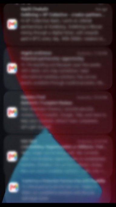 A heavily blurred mobile screen displaying a list of Google search results obscured by a red triangular overlay.
