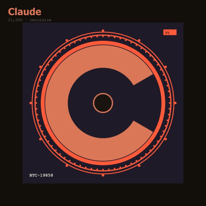 The image features a logo with an orange circle containing the letter "C", surrounded by black lines, which are arranged in a circular pattern. The text "Claude" is also present within this design. The caption below the image reads "comment your eth / btc wallet (airdrop) -> details on our profile follow @claudeordinals". This suggests that there might be more information about the creator or the purpose of the logo, but it does not provide any specific details at the moment.